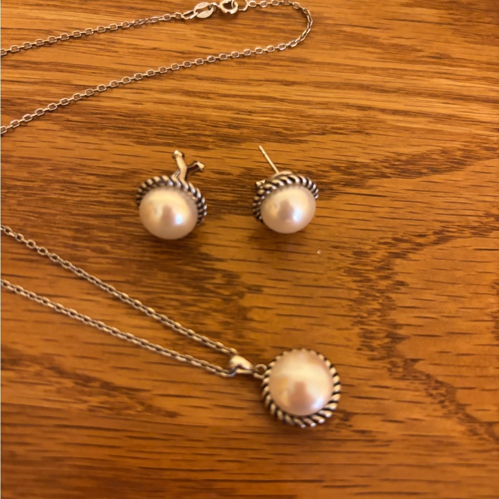 Sterling Silver 925 Earrings and Necklace Set